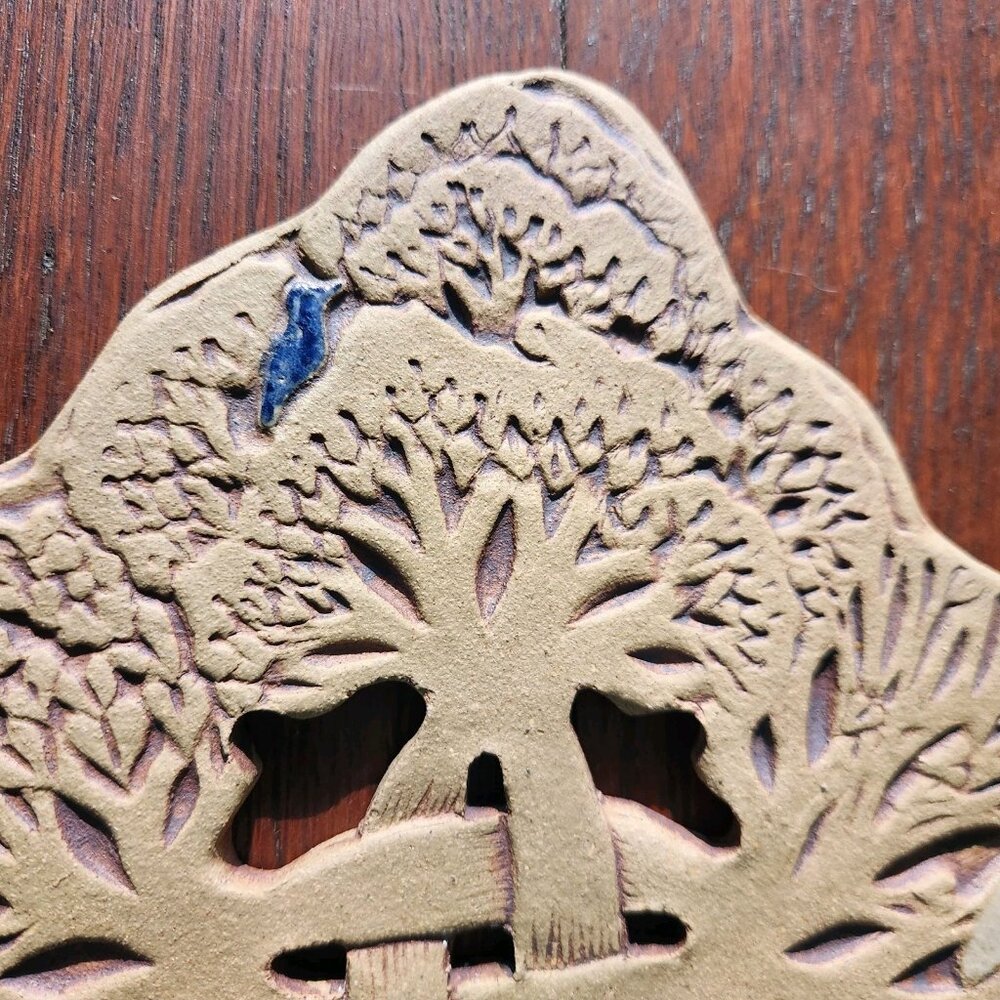 Daniel Conan Young Sacred Grove Celtic Knot 4 Seasons Tile Art Pottery Signed - Picture 4 of 4